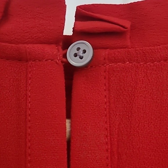 Ann Taylor LOFT Blouse Red Pleated Ruffle Top Long Sleeve Size S NWT - Picture 7 of 10